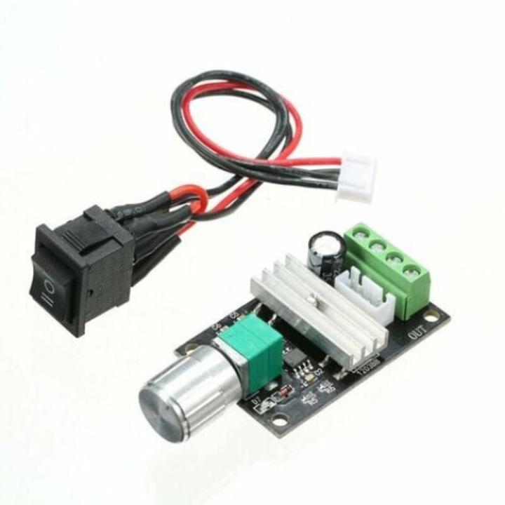 Regulator de viteza motor DC PWM BGHYHYHI, 6-28V, 3A, 50x32x15mm, 30g