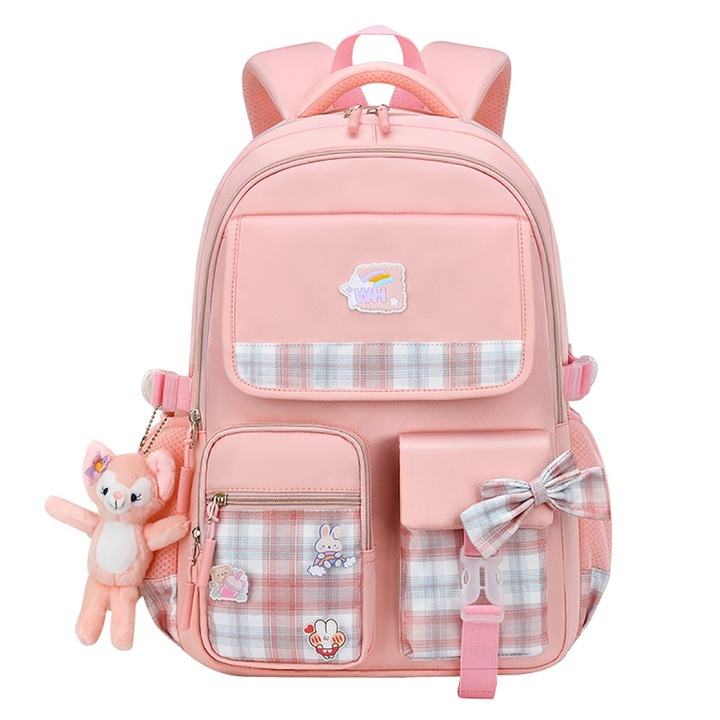 Rucsac scolar pentru fete, Cozevdnt, impermeabil, roz, 46x32x20cm