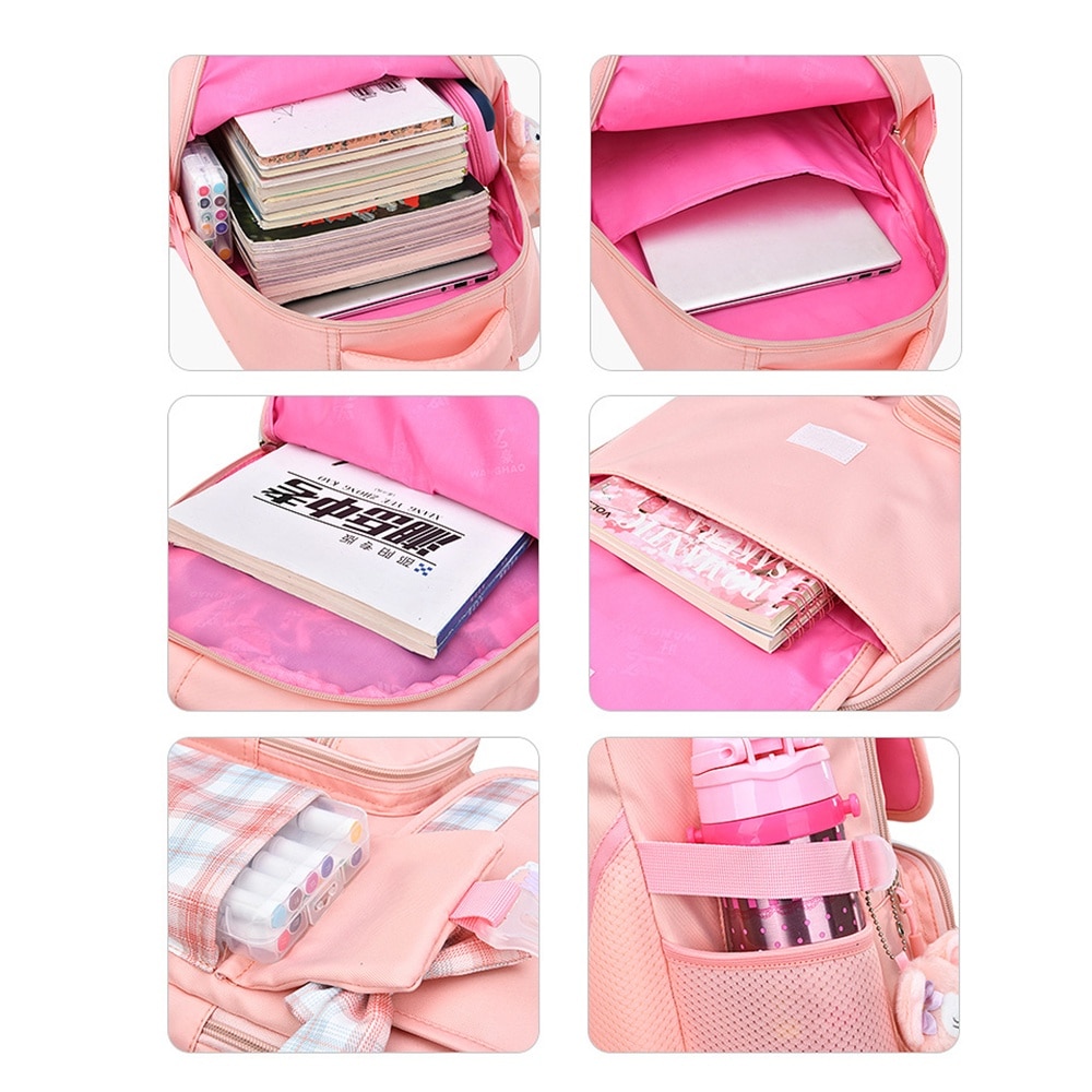 Ghiozdan scolar BGHYHYHI, roz, 46x32x20cm, impermeabil