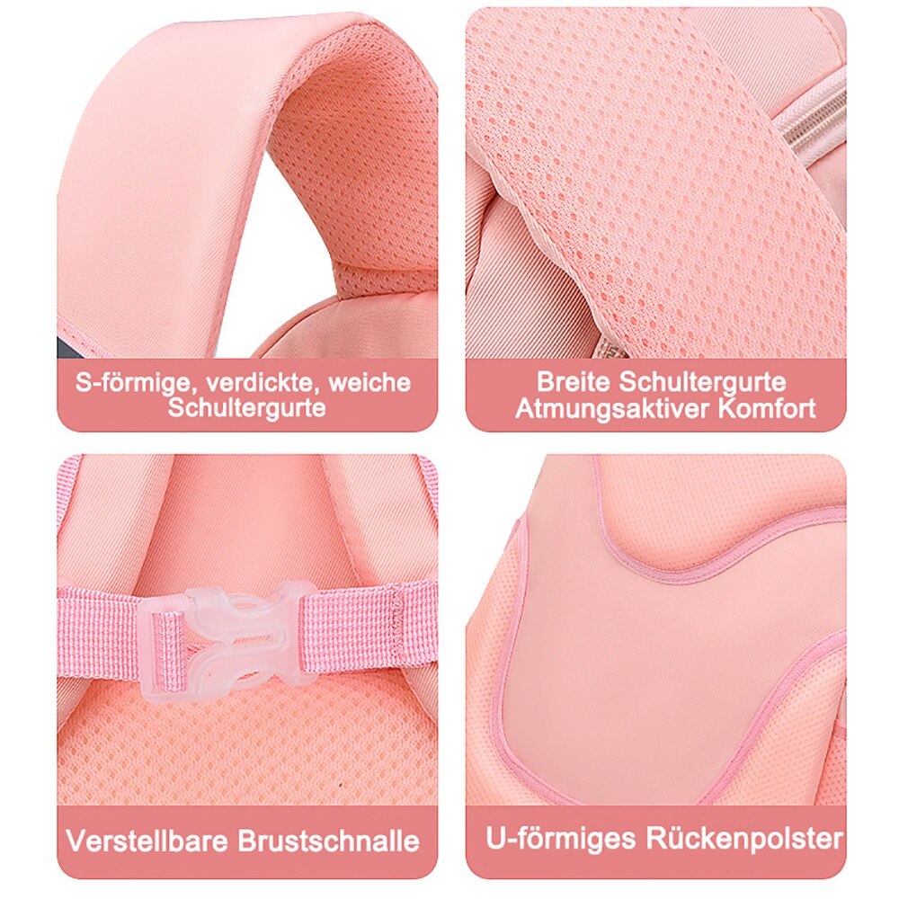 Ghiozdan scolar BGHYHYHI, roz, 46x32x20cm, impermeabil