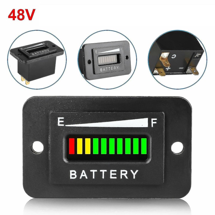 Monitor de stare a bateriei, Enforose, 48 volti, compact, alerta LED de joasa tensiune