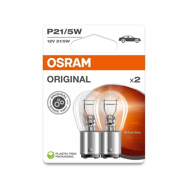 Set 2 Becuri auto auxiliare cu halogen Osram P21/5W, 12V, 5W