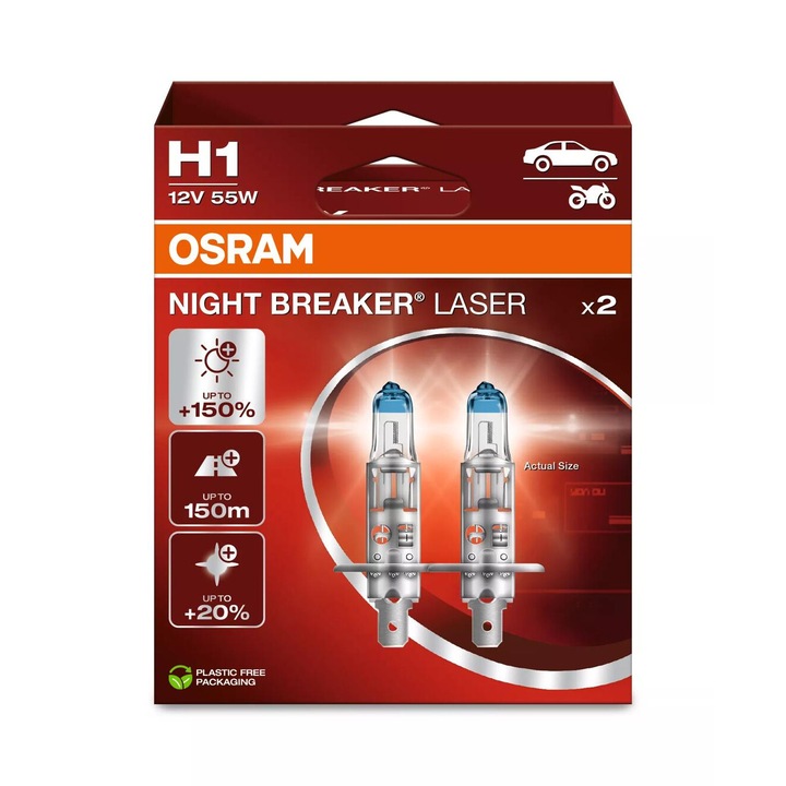 Izzó Osram Night Breaker Laser Next Generation H1 12V 55W P14, 5s, 2 db-os szett