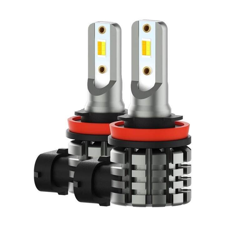 Комплект от 2 LED крушки H11, Auxito®, Dual Color (6000K+3000K), жълта и бяла светлина, Canbus
