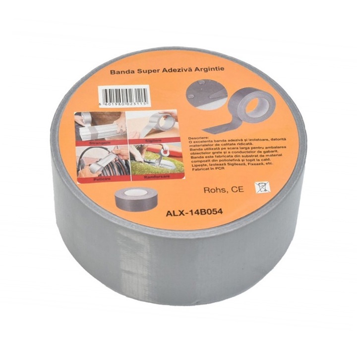 Banda Super Adeziva, Latime 48mm, Lungime 20m, Argintiu