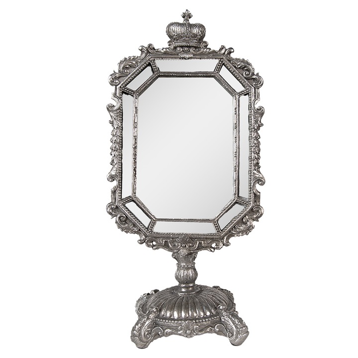 Настолно огледало от полирезин, 15x10x31 см, Сребрист