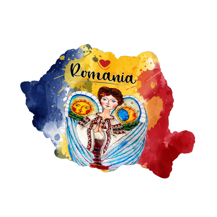 Magnet harta suvenir gift shop personalizat cu mesaj, Romania, model 23, din lemn