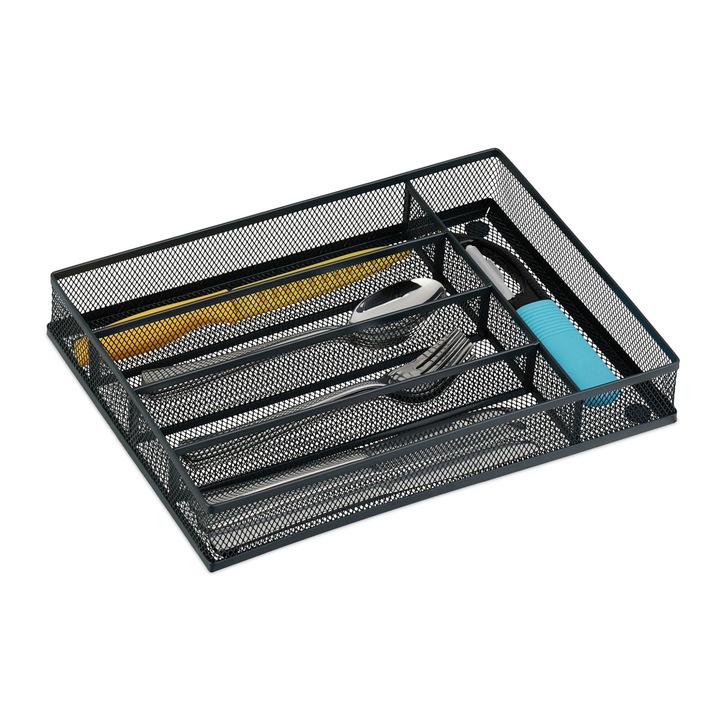 Suport organizare tacamuri si ustensile, din otel, antracit, 5 x 23, 5 x 32 cm, Kraftpunkt®