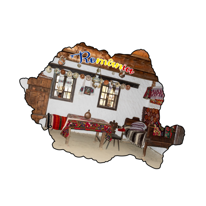 Magnet harta suvenir gift shop personalizat cu mesaj, Romania, model 19, din lemn