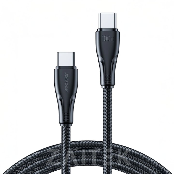 USB-C - USB-C kábel, szupergyors töltés 100W PD 3.0 PRO, Android Auto / Apple Car Play, 1,2m, fekete, Joyroom Testura, univerzális kompatibilitás