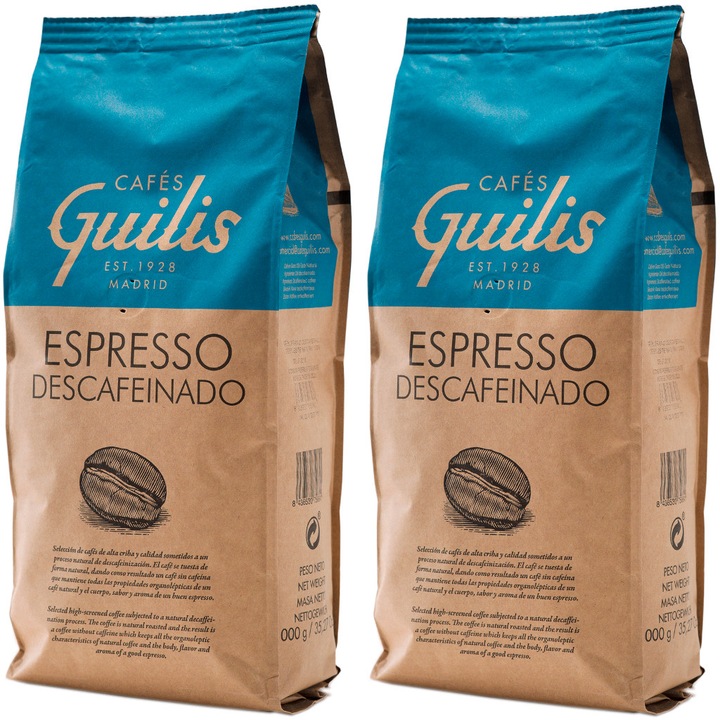 Set 2x1kg cafea boabe Cafes Guilis, decofeinizata