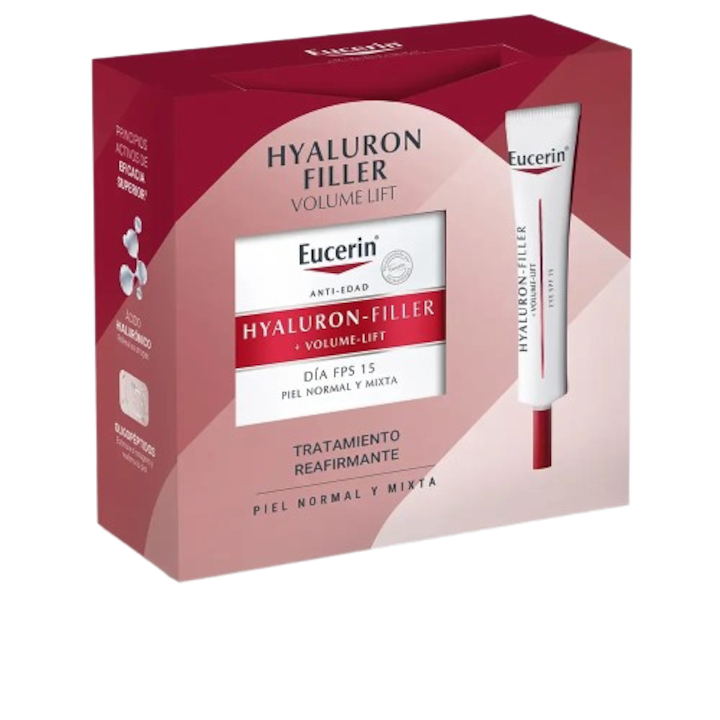 Комплект дневен крем за лице 50 ml + крем за околоочен контур 15 ml, Eucerin Hyaluron Filler + Volume Lift