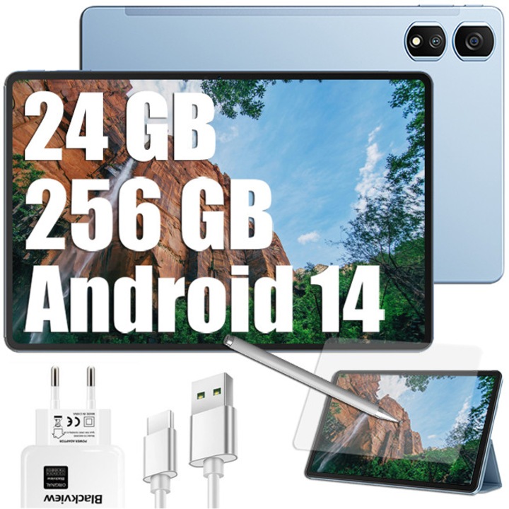 Tableta Blackview Tab 16 Pro, 24GB Ram(8GB+16GB / 2TB), 256GB Rom, 1200x1920, 7700mAh, Ecran 10.95", Afisator de ceas, 8MP+5MP+13MP, Android 14, Dual Speakers and Camera, Albastru