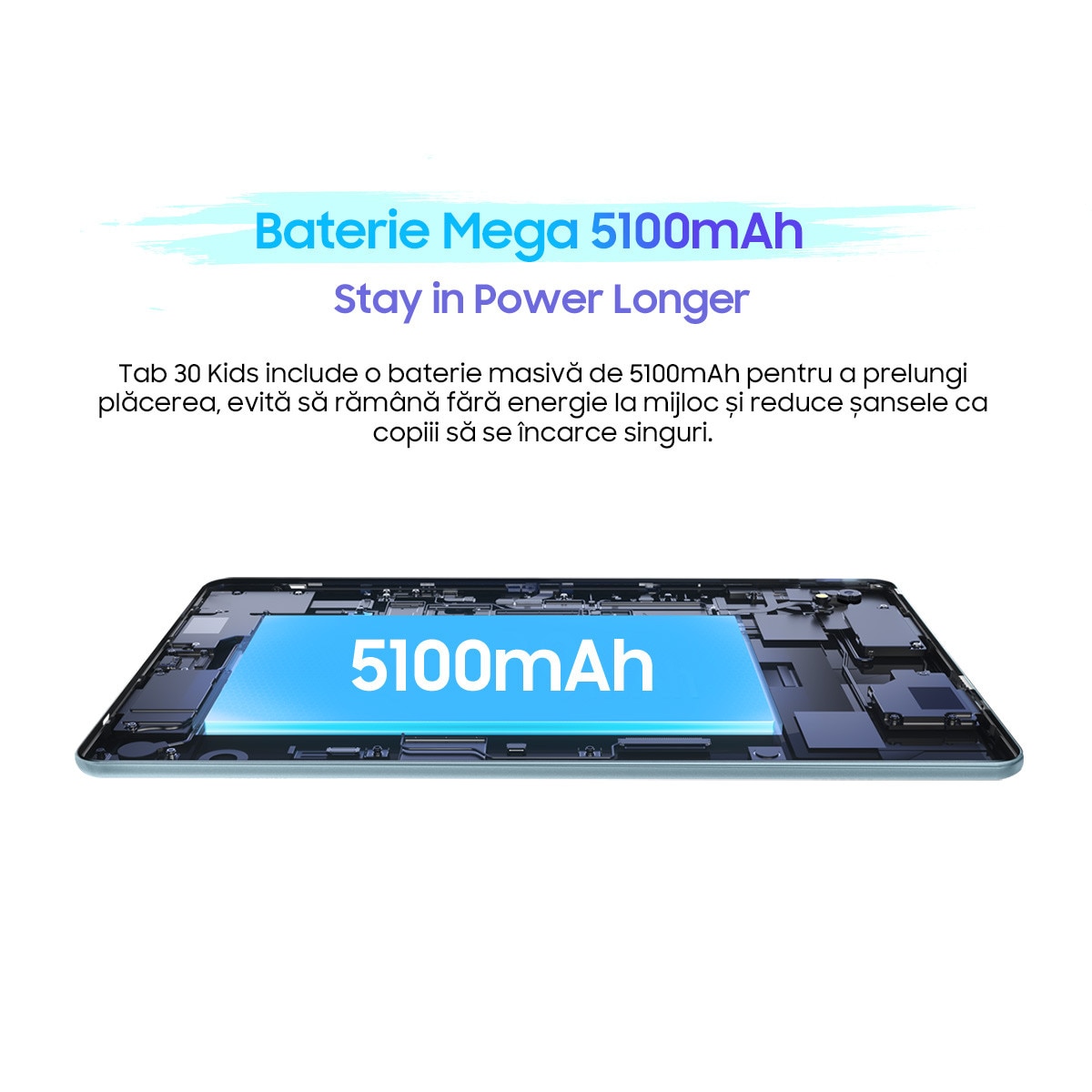 Tableta pentru copii Blackview Tab 30 Kids, Android 13Go, 10.1", 60Hz, 6GB Ram(2GB + 4GB extensibili), 64GB Rom, 800x1280, 5100mAh, 4 nuclee, WIFI6 (2.4G+5G), Card TF unic, 10W, Tableta educationala, Albastru