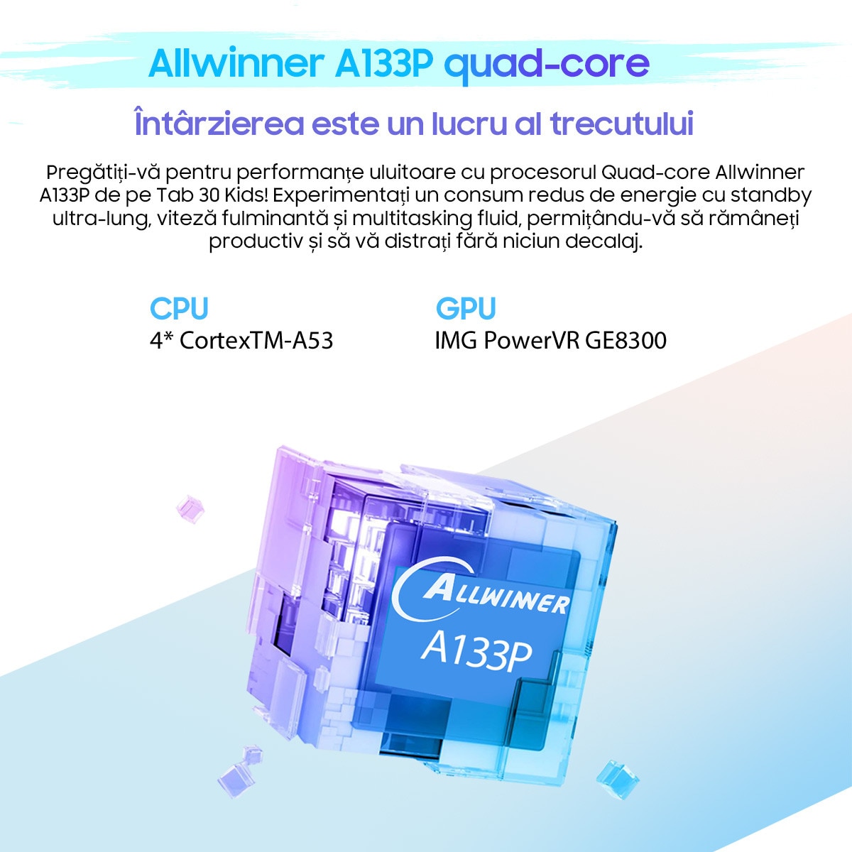 Tableta pentru copii Blackview Tab 30 Kids, Android 13Go, 10.1", 60Hz, 6GB Ram(2GB + 4GB extensibili), 64GB Rom, 800x1280, 5100mAh, 4 nuclee, WIFI6 (2.4G+5G), Card TF unic, 10W, Tableta educationala, Albastru