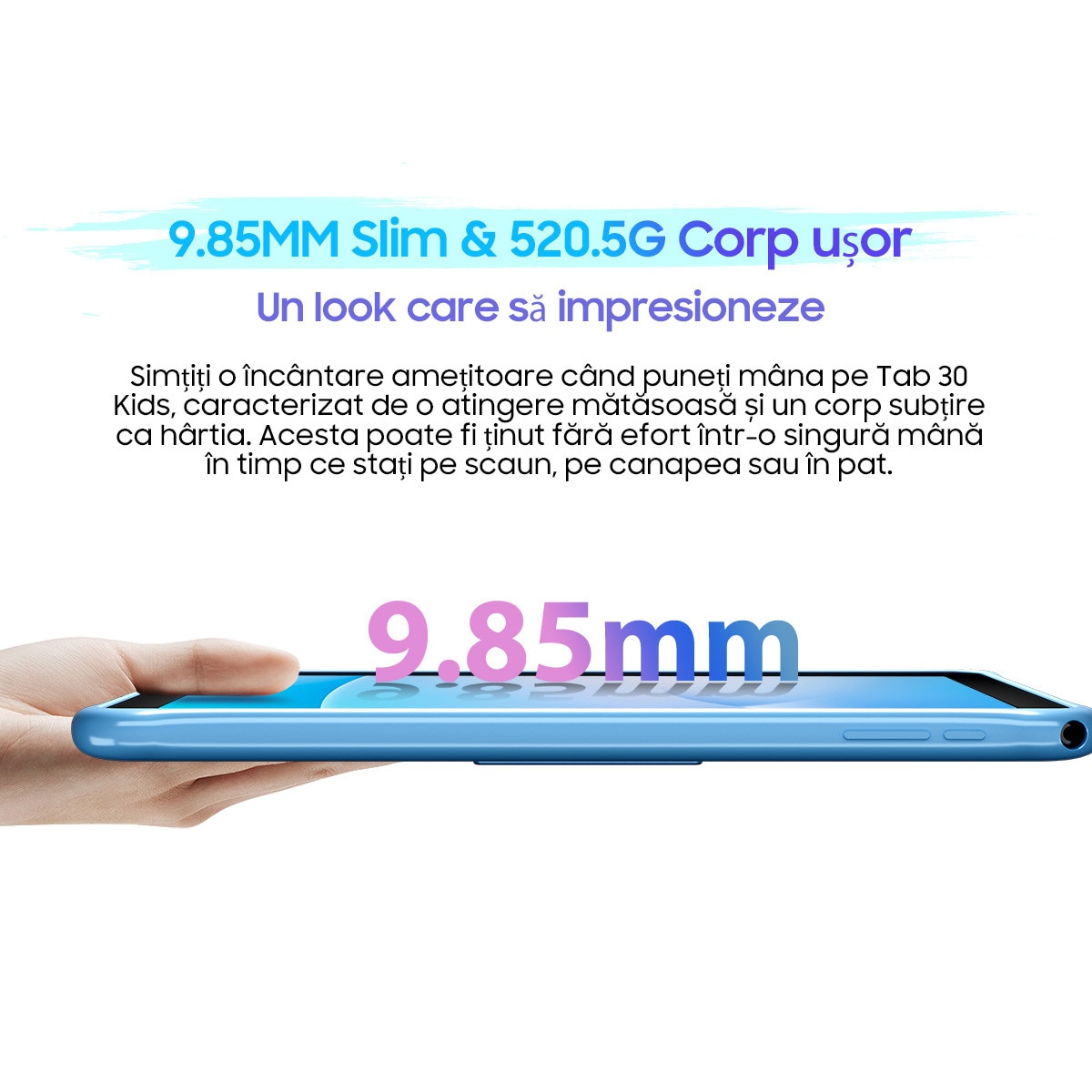 Tableta pentru copii Blackview Tab 30 Kids, Android 13Go, 10.1", 60Hz, 6GB Ram(2GB + 4GB extensibili), 64GB Rom, 800x1280, 5100mAh, 4 nuclee, WIFI6 (2.4G+5G), Card TF unic, 10W, Tableta educationala, Albastru