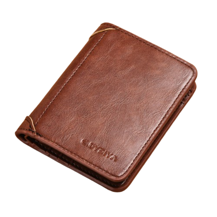Мъжки портфейл от естествена кожа, JENUOS®, RFID защита, винтидж стил, за карти, пари, книжка с, Кафяв
