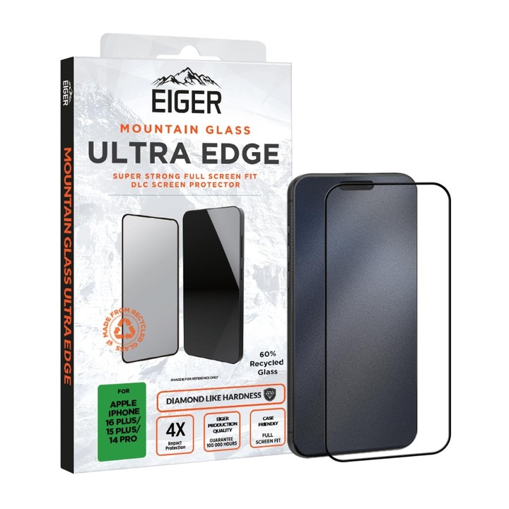 Folie de protectie Eiger Sticla Mountain Glass Ultra pentru iPhone 16 Plus / 15 Plus / 14 Pro Max, Clear