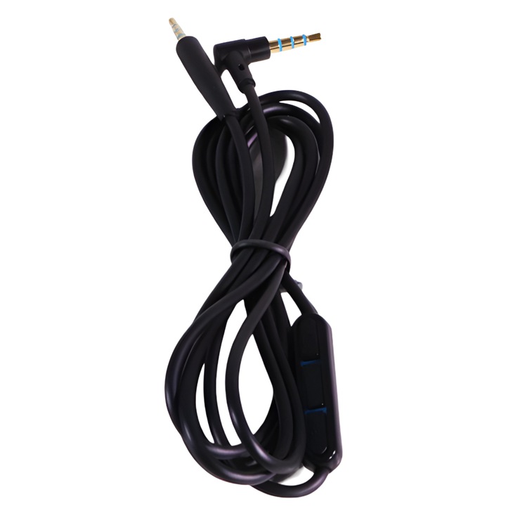 Cablu audio, 1.4m, cu miez din cupru fara oxigen, conectori placati cu aur, negru si albastru deschis