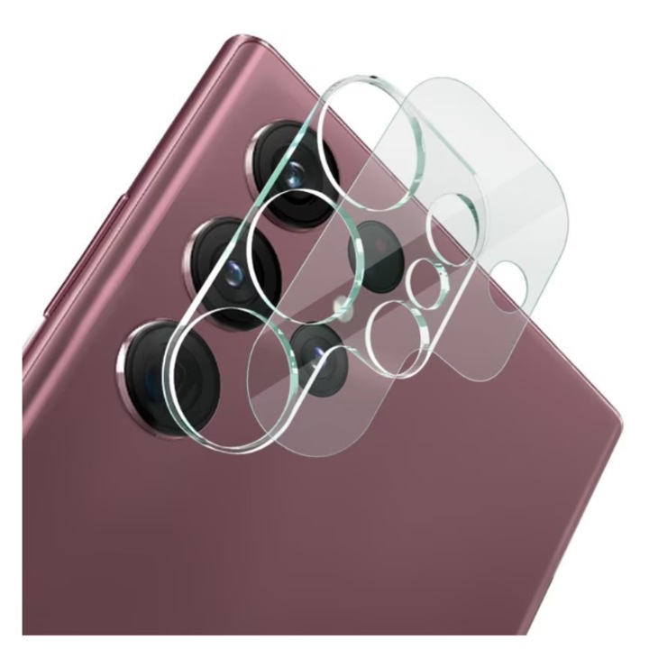 Folie de protectie Camera compatibila cu Samsung Galaxy S24 Ultra, Sticla Securizata, Protectie antisoc, Transparent