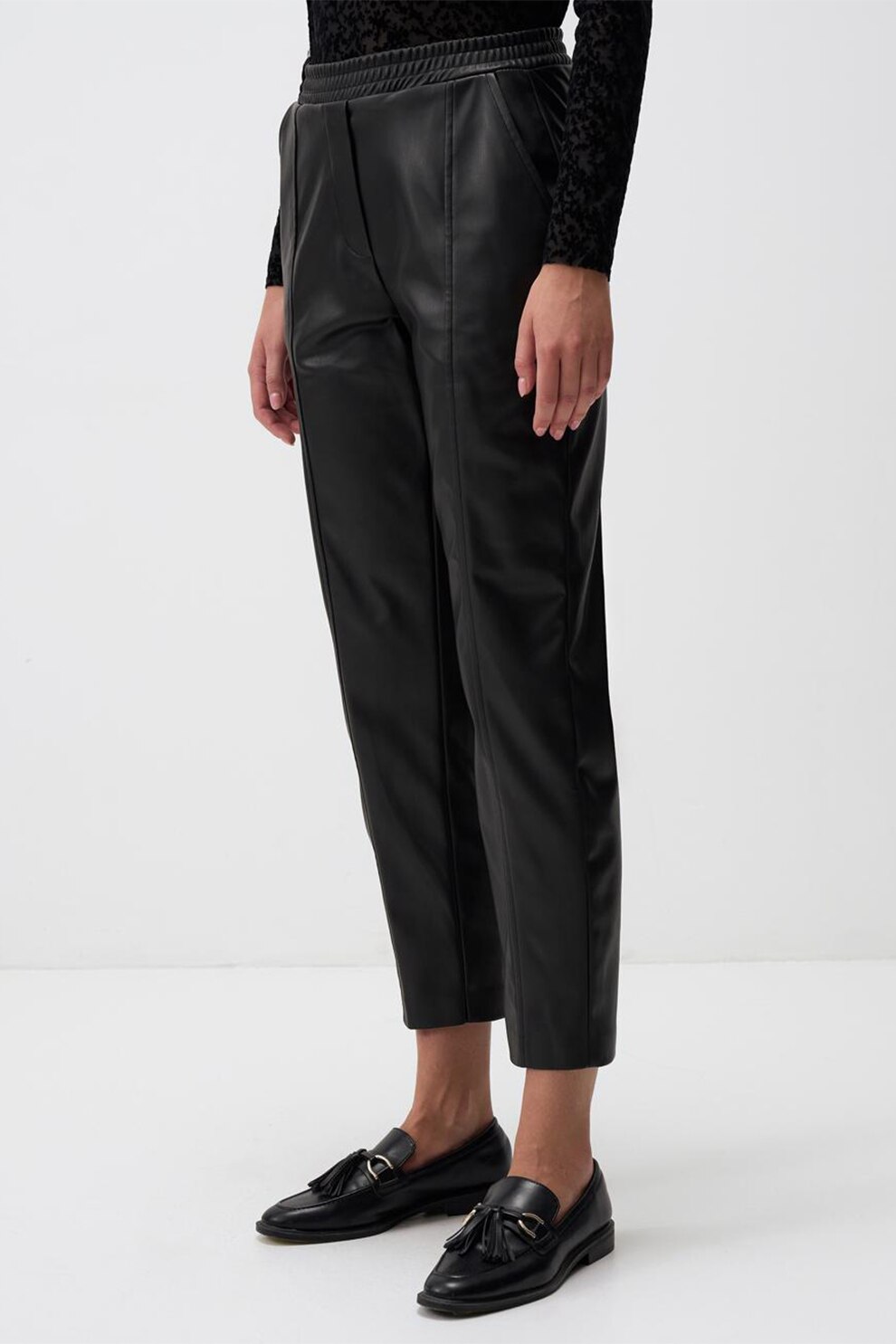 JIMMY KEY, Pantaloni crop uni, Negru, XL
