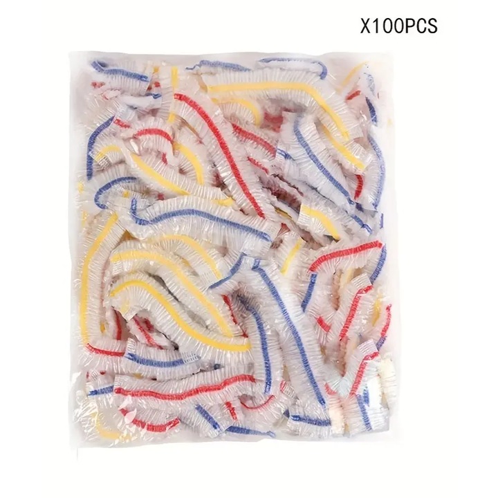 Set 100 Pungi tip Capac de Unica Folosinta Transparente cu Capete Colorate ABYZ®™