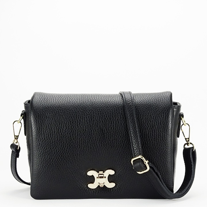 Valódi bőr táska 7000 120, Fekete, 15 x 21 x 8