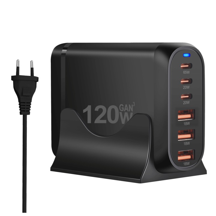 Pentru Fast Charger Gan 120W Pd 3X Usb C 3X Qc 3.0 Laptop 65W Mac