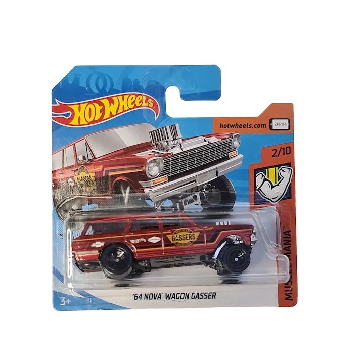 Hot Wheels fémes autó, '64 Nova Wagon Gasser, Muscle Mania Collection, 2020-as kiadás, 1:64, Visiniu