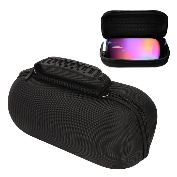 Védőtok Bluetooth hangszóróhoz JBL Flip 4/Flip 5/Flip 6, fekete, mérete 25x10x10cm, készlet hordszíjjal