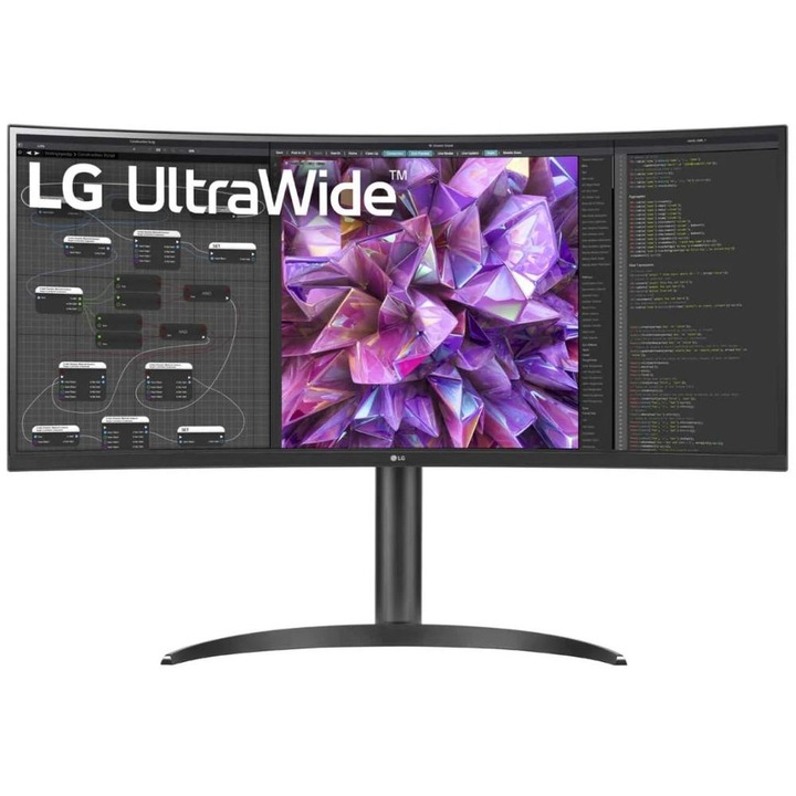 Monitor IPS LED LG 34" 34WQ75C-B, WQHD 3440 x 1440, HDMI, DisplayPort, ívelt képernyő, fekete hangszórók