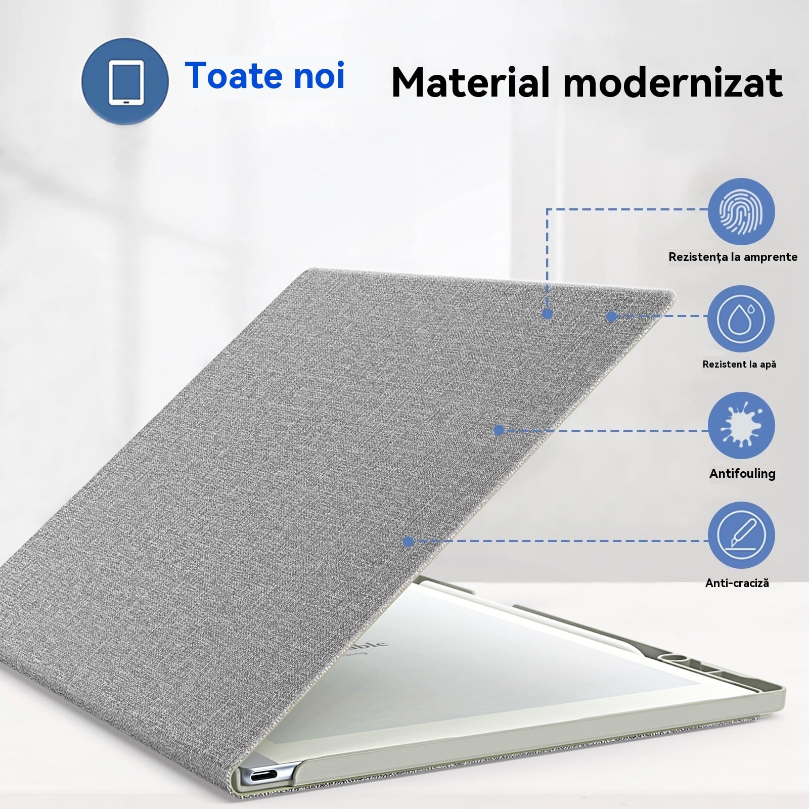 Husa tableta LYCENXI pentru reMarkable 2, design slim, cu suport pentru creion, gri, 10.3 inch