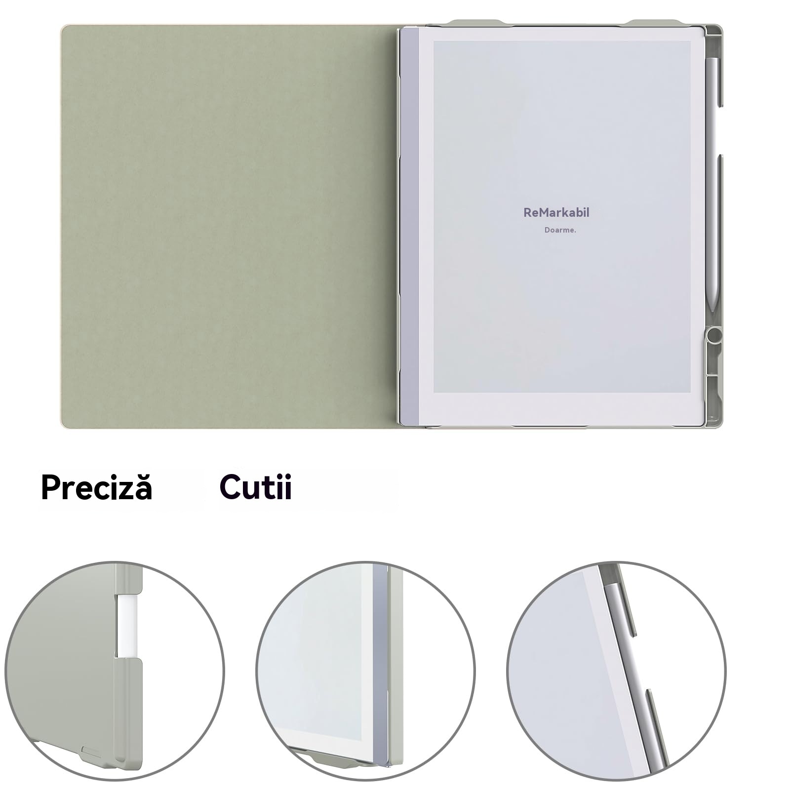 Husa tableta LYCENXI pentru reMarkable 2, design slim, cu suport pentru creion, gri, 10.3 inch