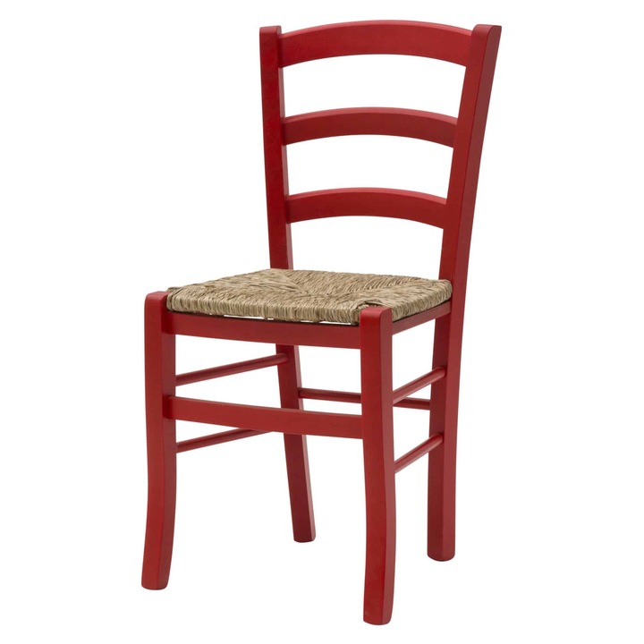 Scaun Verona, lemn fag, sezut impletitura paie - Rosu Anilina