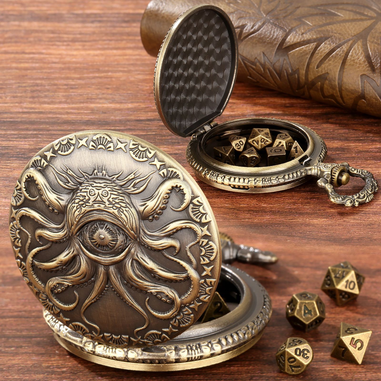 Dnd Mini Case Set mini cuburi DND, carcasa ceas pocket octopus cu un ochi, steampunk ...