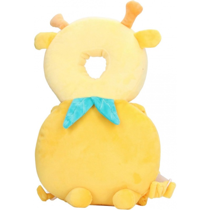 Perna tip Rucsac pentru Protectia Capului, By Fitilomania, Tetiera tip Girafa, pentru Bebelusi, 33x6x19 cm, 180 g, Galben