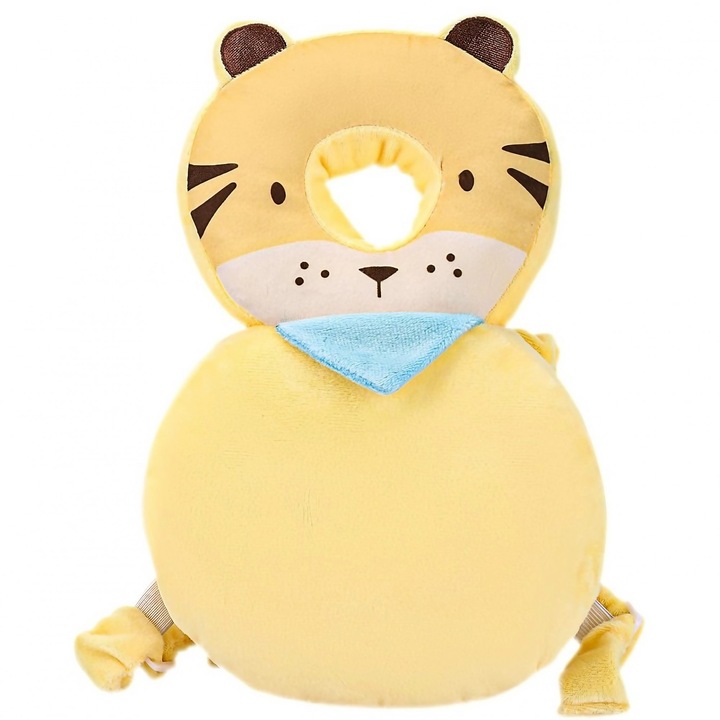 Perna tip rucsac pentru protectia capului, tetiera tip tigru, pentru bebelusi, 33x6x19 cm, 180 g, crem