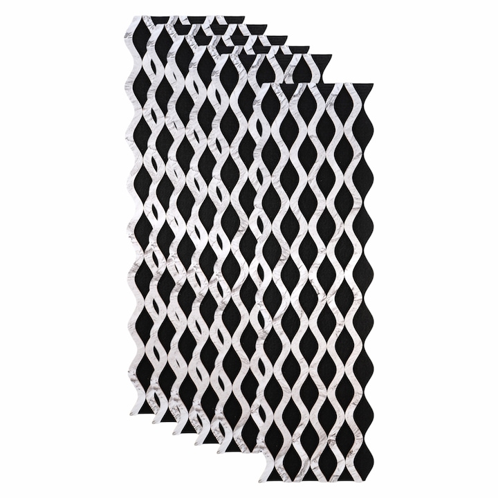 Set 6 Panouri riflaj acustic decorativ, MDF si pasla, Naimeed D6238, 240x30x1.8cm, Alb