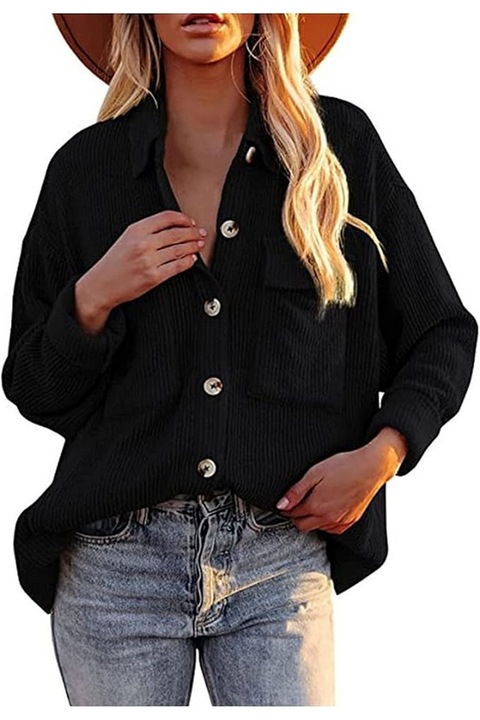 Noi hosszu ujju ing, fekete, DOKOTOO, Fekete