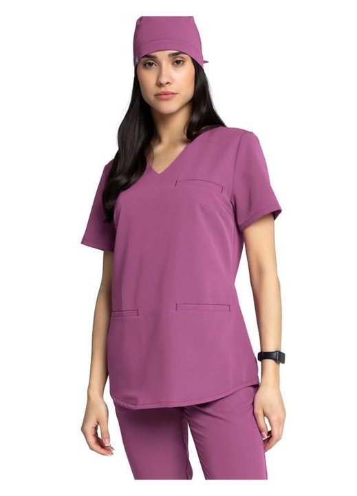 Tunica de dama MEDHOODIE Grace, moderna, confortabila, cu 3 buzunare, poliester, Berry Shake, 2XS