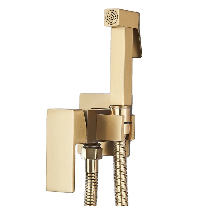 Смесител за биде, A01, контрол на топла и студена вода, стенен монтаж, матирано злато