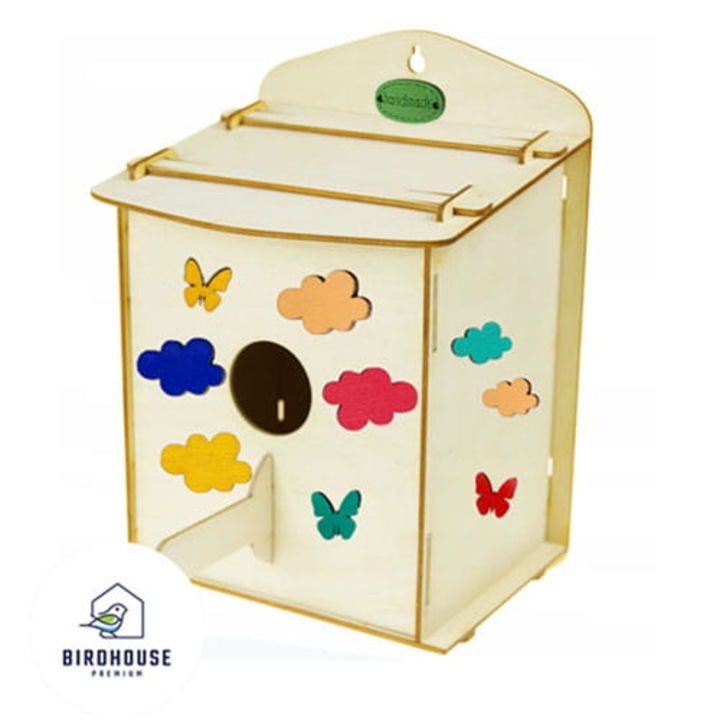 Casa Din Lemn Pentru Pasari Diy, Habarri, Material: Lemn (Furnir De Mesteacan, 3 Mm), Sfoara, Greutate: 0.8 Kg, Nivel De Dificultate: 4/7, Varsta: 4+, 12,5 cmx17 cmx26 cm, Multicolor