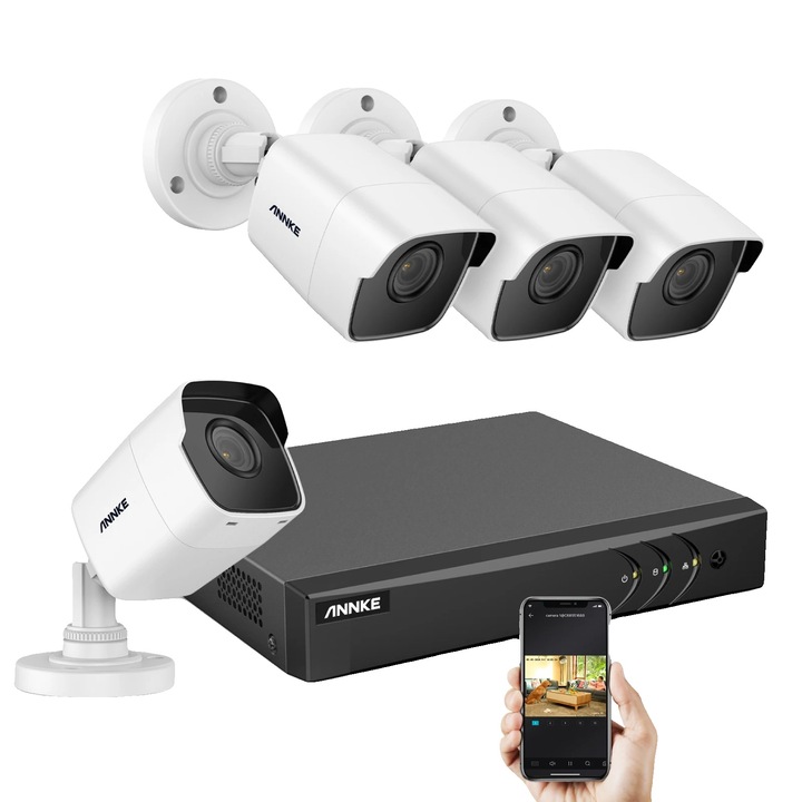 Kit Supraveghere full HD 1080P cu 5 Camere Exterior IR 20m + DVR 8 canale video / 1 canal audio + Accesorii