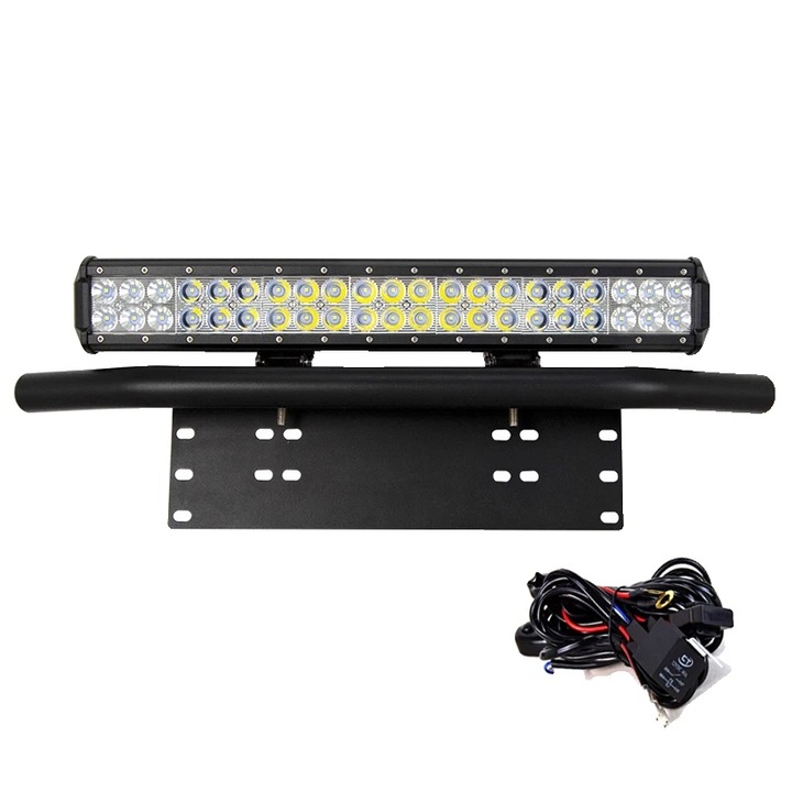 Bara de lumina LED, 20in, design cu doua randuri, impermeabil IP67, negru