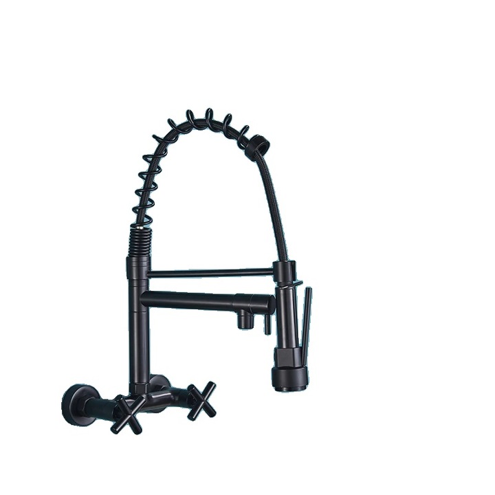 Konyhai szaniter csaptelep, kétkaros kivitel, hideg-meleg víz funkcióval, fekete