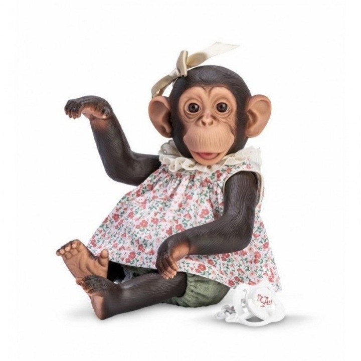 Maimuta Lola 32cm, Asi, costum cusut manual, ochi caprui, +3ani