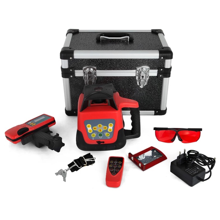 Rotációs szintezőkészlet lézerrel, Vevor, nagy pontosságú, önszintező funkció, piros