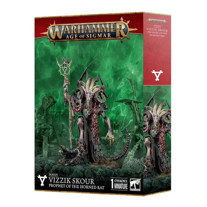 Разширение Warhammer Age of Sigmar, Vizzik Skour Prophet Horned Rat Skaven Games Workshop 42 части, Сив