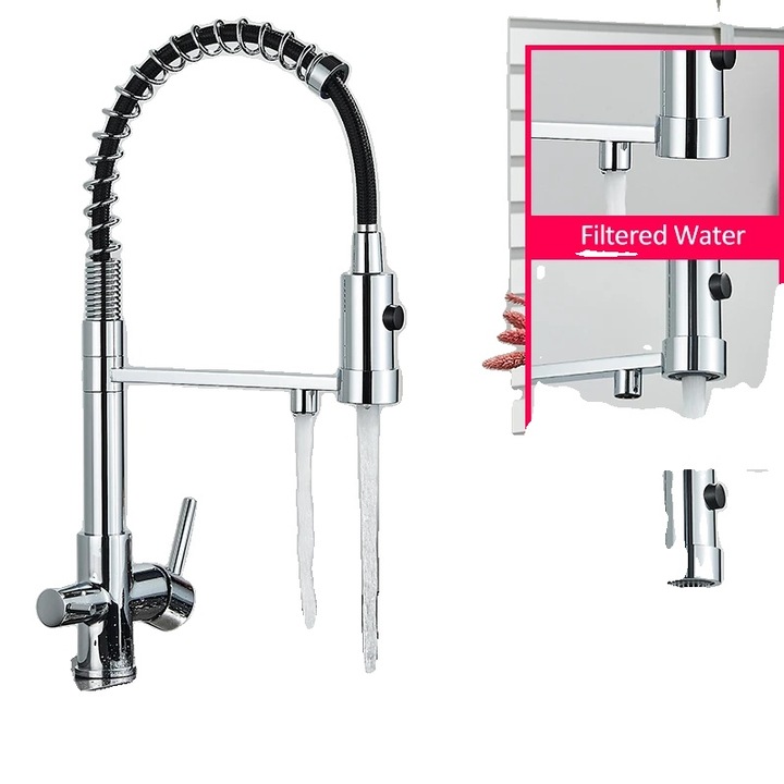 Szaniter csaptelep, hideg-meleg funkciók, modern dizájn, króm, munkalapra szerelés