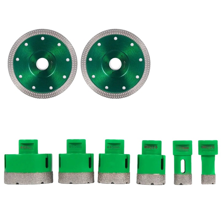 Set de burghie diamantate, dimensiuni variate 20-68mm, include cutit, pentru portelan, granit, marmura